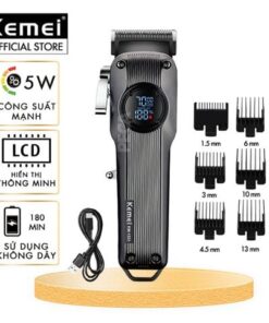 HÌnh ảnh chính của tông đơ cắt tóc Kemei KM-1550 với đầy đủ phụ kiện kèm theo
